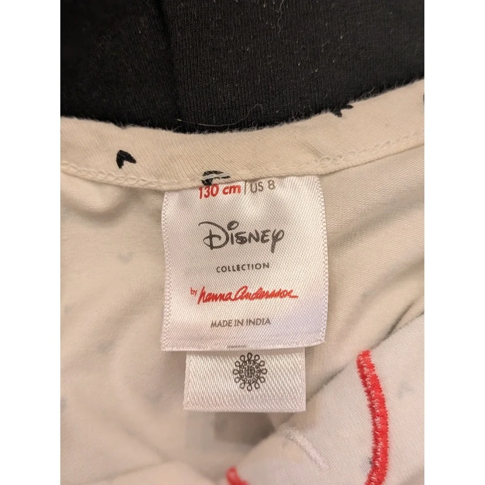 Disney Hanna Andersson Minnie Mouse Dress Girls Size 8 Black White Long‎ Sleeve